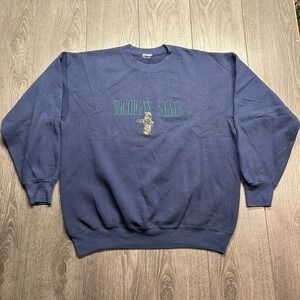 Vintage 90s Michigan State Spartans Sweatshirt Mens Large Navy Blue Sparty NCAA